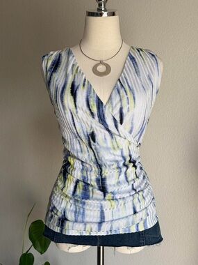 Sleeveless V-Neck Ruched Crossover Top